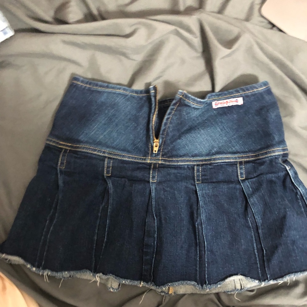 Y2k pleated low rise denim miniskirt xs